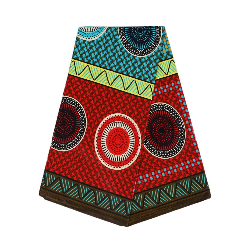 

2019 Fashion African 100 % Cotton Sky-Blue Color & Red Print Veritable Guarantee Real Wax Java