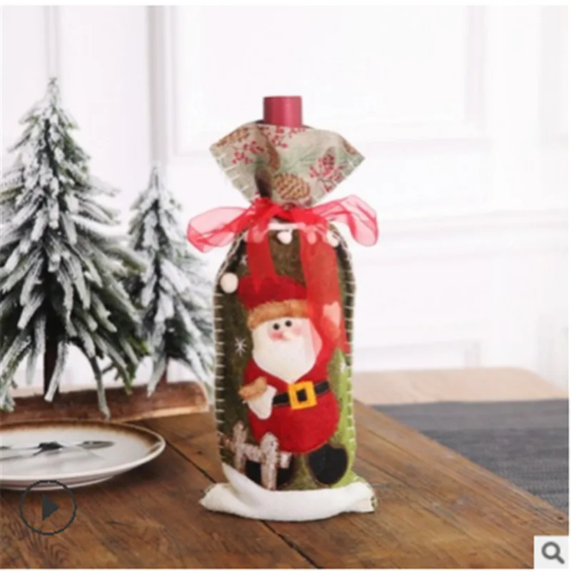 Style A Крышка для бутылки с красным вином сумки Снеговик Санта Клаус рождественские украшения блестки подарок - Цвет: Style A