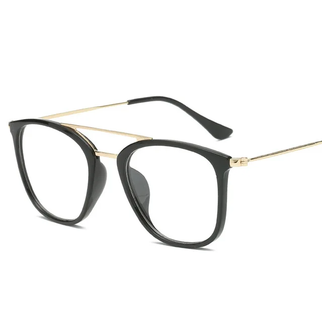 YOOSKE, прозрачные очки для женщин и мужчин, оптические очки, оправа, модные очки для близорукости, металлические очки - Цвет оправы: black