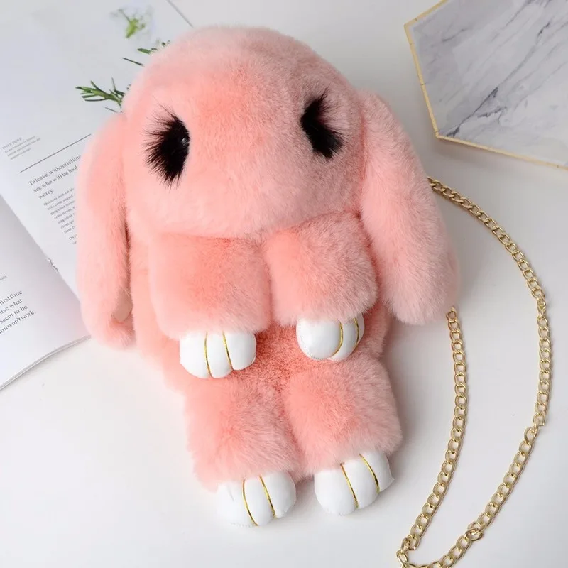 

2019 fashion plush rabbit bag female imitation rabbit hair shoulder shoulder diagonal chain custom toy bag 9