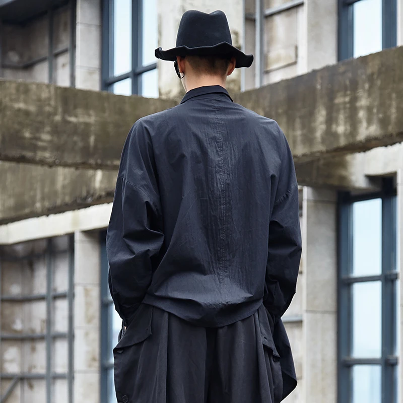 Японский стиль Yohji, Мужская темная Готическая рубашка оверсайз, подиум, высокая улица, Оуэн ро, футболки, верхняя одежда, рубашка, сорочка, Homme