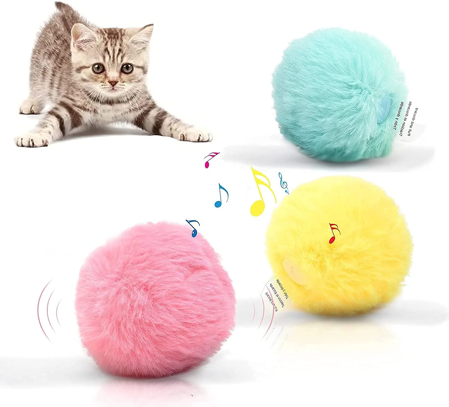 Interactive Cat Ball Toys Plush Electric Catnip Sound Selfplaying Kitten Toy Pet Supplies Products for Cats | Дом и сад