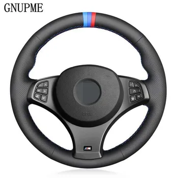 

DIY Black Genuine Leather 3 COLOR STRIPES Hand-stitched Car Steering Wheel Cover for BMW X3 (M Sport) E83 2005-2010