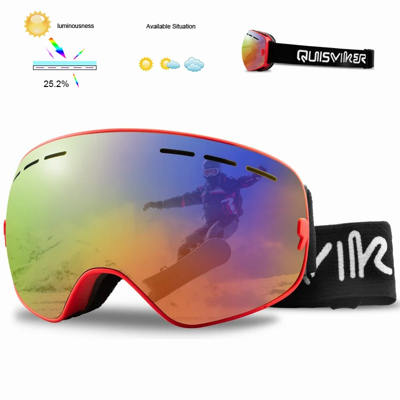 QUISVIKER Brand New Ski Googles Double Layers Anti-fog Skiing Glasses Snow Snowboard Eyewear Outdoor Ski Mask Snowmobile - Цвет: SQ4