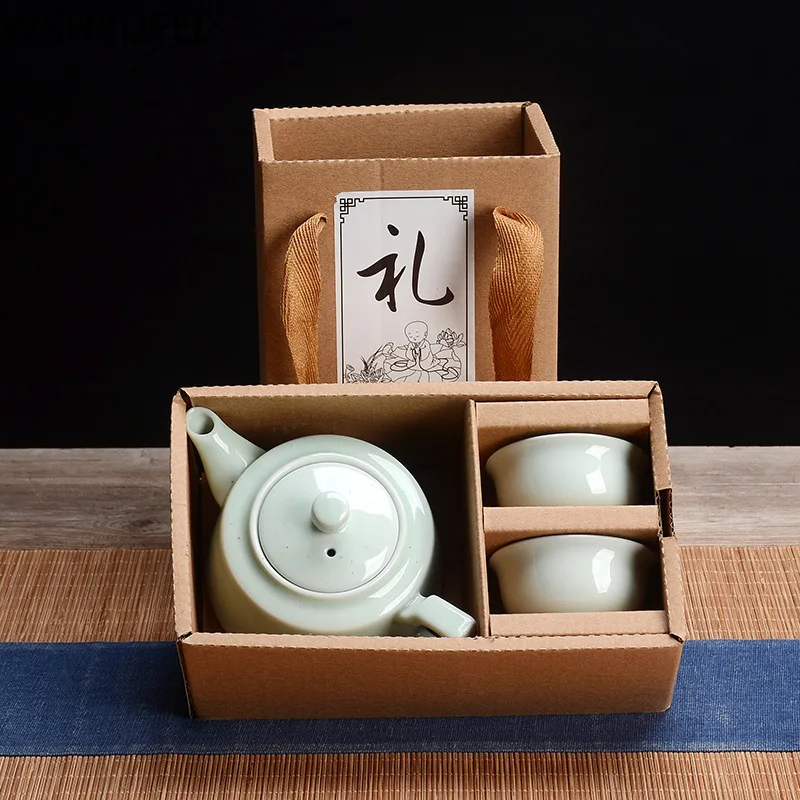 Стильный индивидуальный серо-зеленого цвета для чая набор для путешествий удобный чайный набор кунг-фу чайник офисная Бытовая Питьевая утварь WSHYUFEI