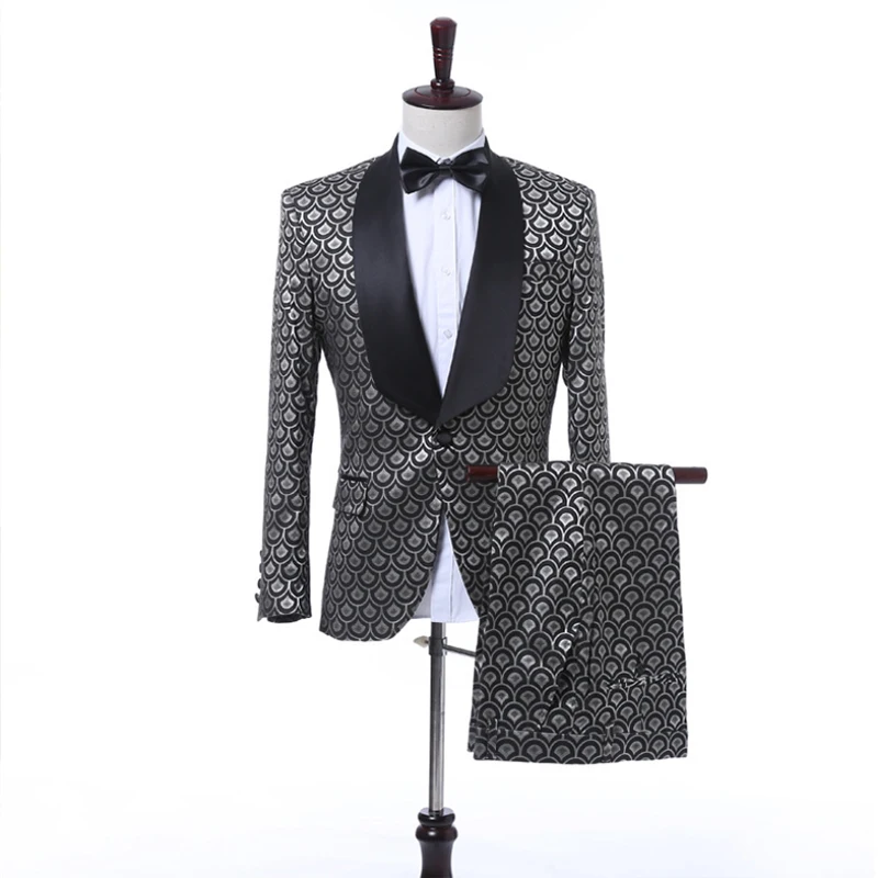 

2020 New Latest Designs suits Wedding Shawl Lapel Party Tuxedos black 2 PCS Jacket+Pants Men High quality Custom Men Suit Sets
