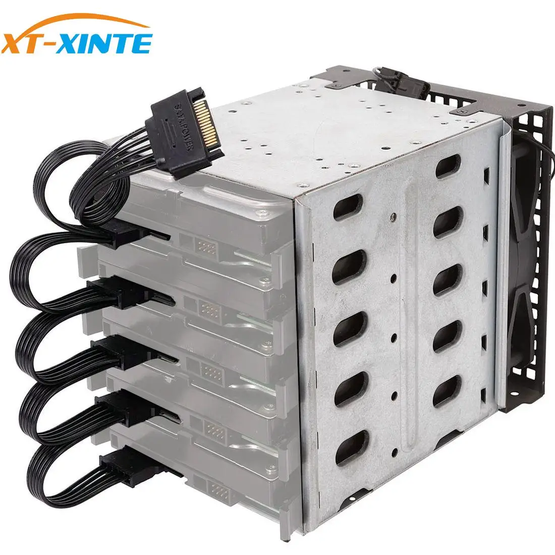 XT XINTE rejilla de disco duro HDD de 5x3,5 pulgadas SAS SATA, bandeja de disco duro Caddy con Cable de 15 pines/4 pines sin ventilador, accesorio para ordenador|Estuches para discos duros| - AliExpress