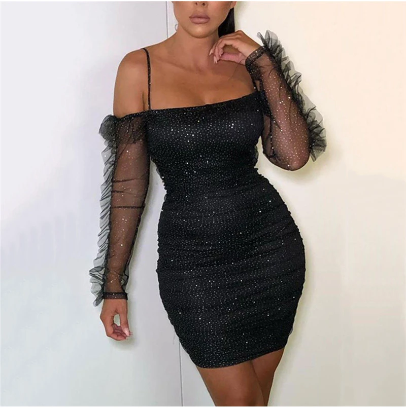 Black shiny bodycon dress Clearance