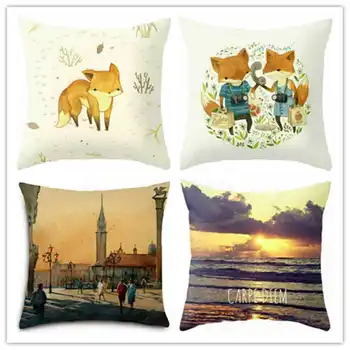 

Vintage Sofa Linen Cover Cushion Pillow Cover Painting Pillow Cotton Cases Oil