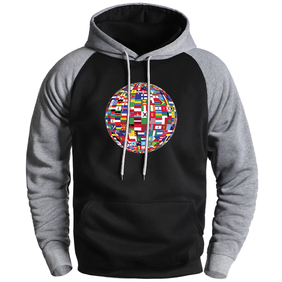 

World Map Print Casual Sweatshirt Hooded Man Fleece Loose Soft Long Sleeve Raglan Hooded Tracksuits Homme Autumn Winter Clothing