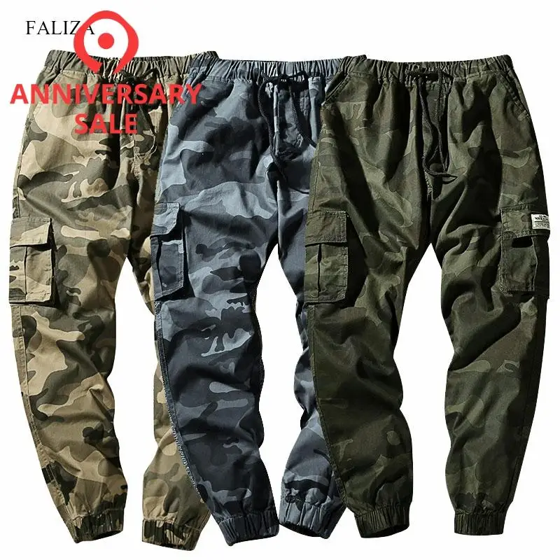 Skup 2019 nowe męskie spodnie joggery wiosna spodnie cargo camo mężczyźni Jogger Harem spodnie kamuflaż Streetwear spodnie z kieszeniami mężczyźni 7XL CK115