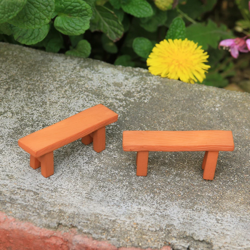Doll House Miniature Bench Stools Chair Fairy Garden Gnome Moss Terrarium Bonsai DIY Craft Home Decoration 1SET ornament crafts resin ornaments miniature ornament resin crafts