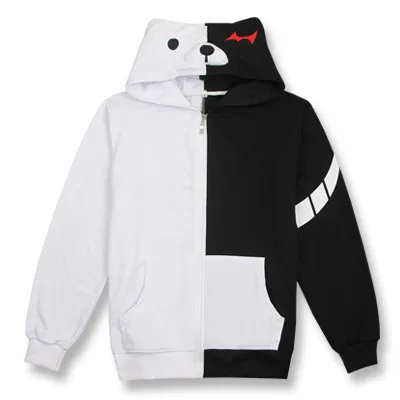 Аниме игры Danganronpa Monokuma толстовка с капюшоном куртка костюмы косплей прекрасная женщина мужчина унисекс черный белый медведь толстовки