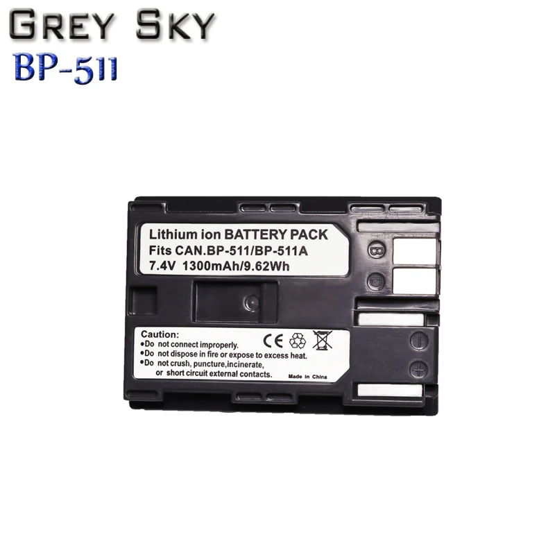 2x7,4 v 1300 мА/ч, BP-511A BP-511 BP 511 511A BP511 BP511A Батарея+ ЖК-дисплей USB Зарядное устройство для цифровой однообъективной зеркальной камеры Canon EOS 40D 300D 5D 20D 30D 50D камера - Цвет: 1 battery
