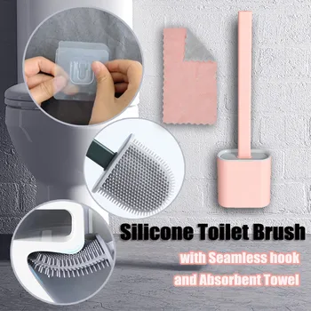 

Silicone Toilet Brush with Toilet Brush Holder Creative Cleaning Brush Set simple and practical Clean and waterproof