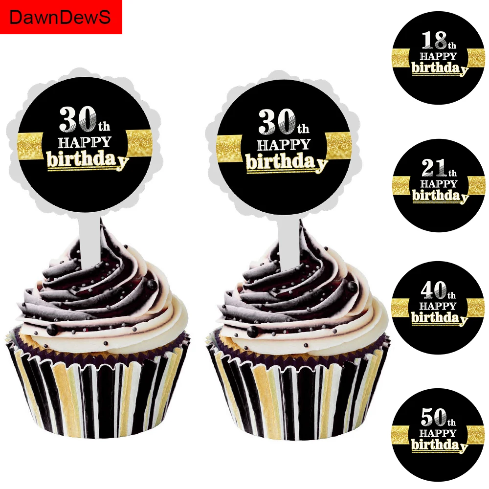 Garniture De Gateau D Anniversaire Joyeux Anniversaire Pour Adultes 50 Accessoire Noir Pour Gateau Decorations De Fete D Anniversaire Pour Adultes De 30 Ans 21 30 40 Aliexpress