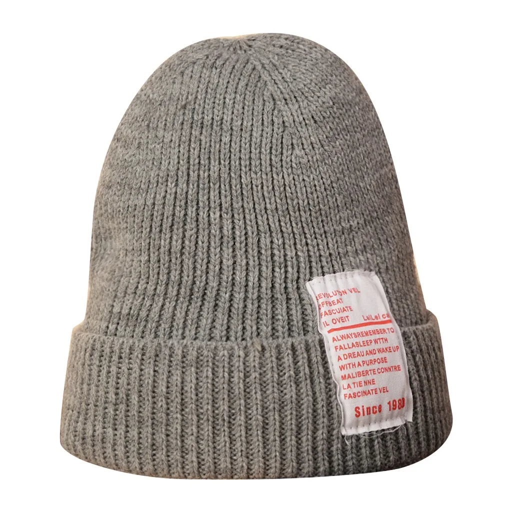 Green hat Funny Tricky Text label Knitted men's beanies Child Girl Boys Fashion Keep Warm Winter Hats Knitted Wool bonnet