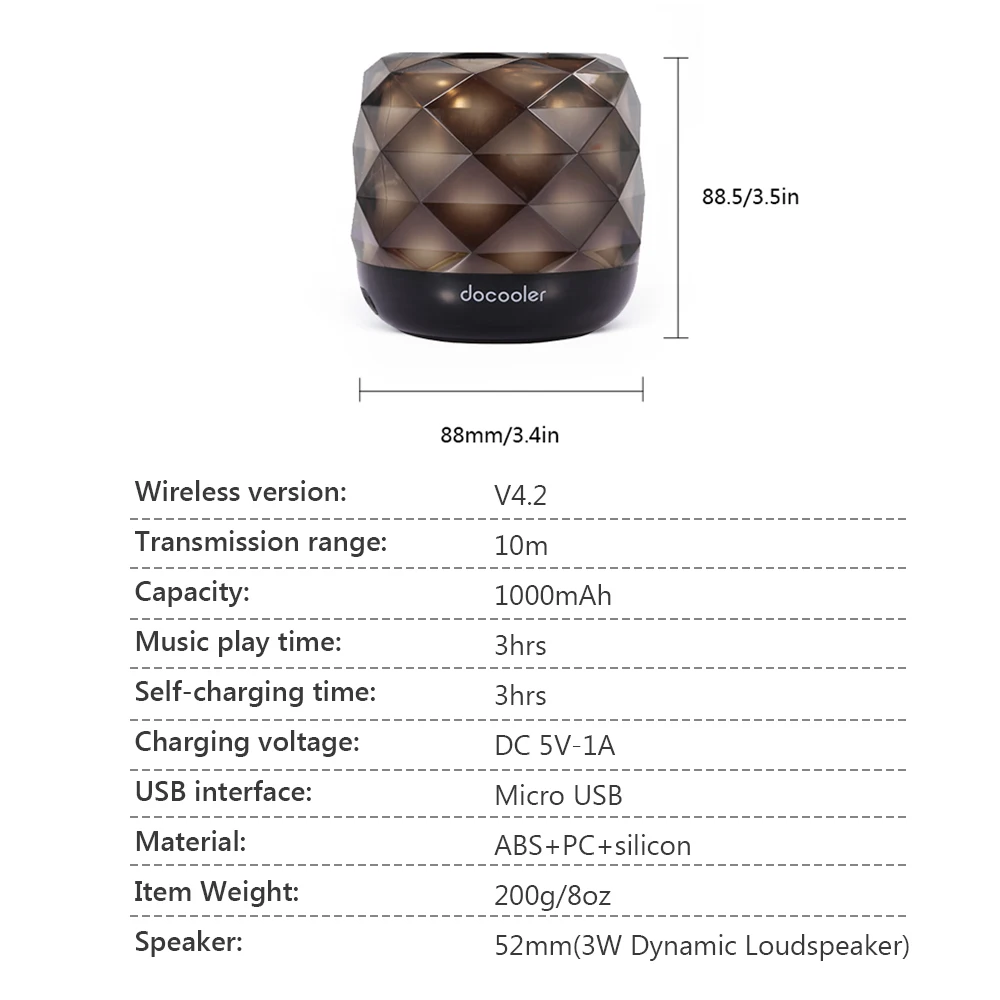 Docooler RBS-F1 динамик Bluetooth V4.2 динамик s Портативная звуковая Беспроводная подставка для стереодинамика 32G TF карта для Телефоны лэптоп ПК