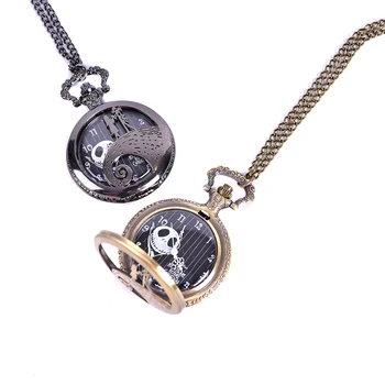 

Retro Steampunk Tim Burtons Christmas Hollow Quartz Pocket Watch Men Women Gift