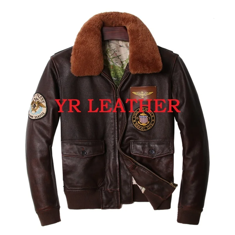

Free shipping.Wholesales.mens plus size genuine leather jacket,classic A2 style cowhide coat.flight bomber leather jackets