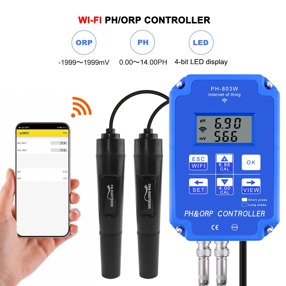 best tape measure for woodworkers New PH ORP Redox Controller wifi Output Power Relay Monitor for Aquarium Hydroponics Plant Pool Spa BNC Replaceable probe back plunger dial indicator