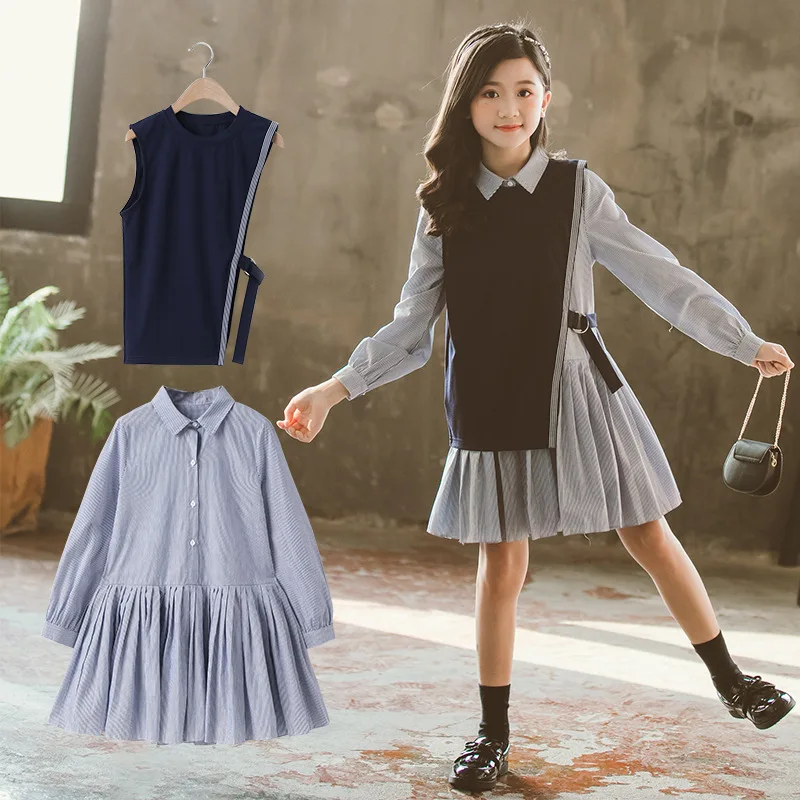 

Girls Online Celebrity Dress Outfit Spring Clothing 2020 New Style Western Style Dress Big Boy Graceful Two-Piece Set Batch