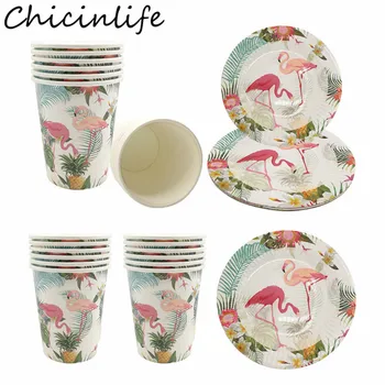 

Chicinlife 6Pcs Flamingo Paper Plates Cups Disposable Tableware Birthday Party Baby Shower Wedding Summer Tropical Party Supplie