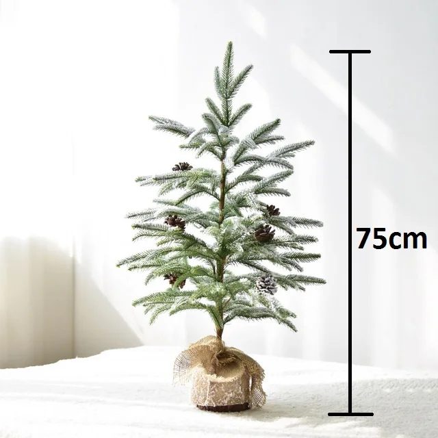 75cm-Pine cone tree 75/90 см искусственное рождественское с имитацией дерева сосновая шишка Снежинка деревья год Рождественские украшения для дома с утолщённой меховой опушкой, расходные материалы - Цвет: 75cm-Pine cone tree