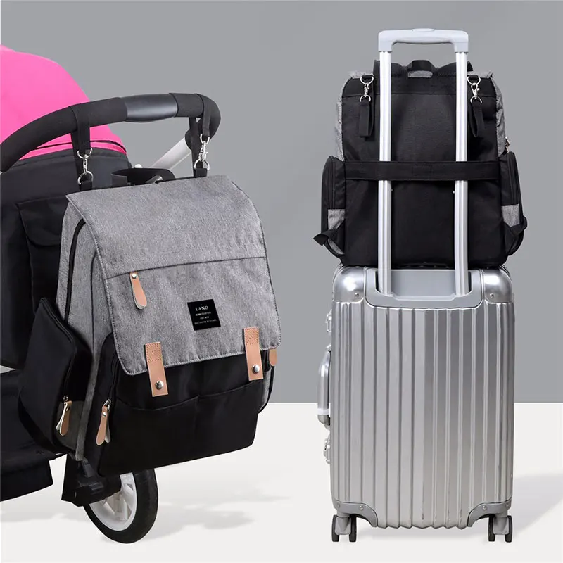 LAND Baby Bags with Stroller Hooks Large Capacity Diaper Bags Waterproof Mummy Bag Maternity Backpack Bag Travel Nursing Handbag LAND Baby Bags with Stroller Hooks Large Capacity Diaper Bags Waterproof Mummy Bag Maternity Backpack Bag Travel Nursing Handbag