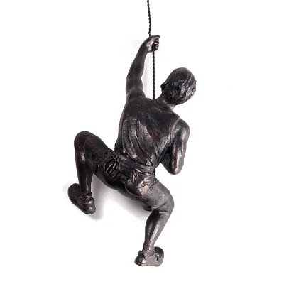 Американский Скандинавский промышленный стиль альпинистский человек из смолы железная проволока настенный Ретро скульптура креативное украшение статуи для дома - Цвет: Black man left