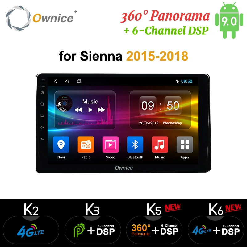 Ownice k3 k5 k6 для 2015 TOYOTA Sienna Android 9 0 автомобильное радио Wifi GPS навигация 2 Din дюймов DSP 4G LTE