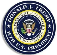American Vinyl Round Donald J Trump 45th US President Sticker (Seal pro Logo)