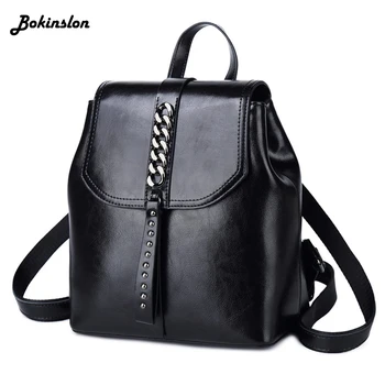 

Bokinslon Split Leather Backpack Bag Fashion Women Wild Casual Backpack Ladies Travel Backpack