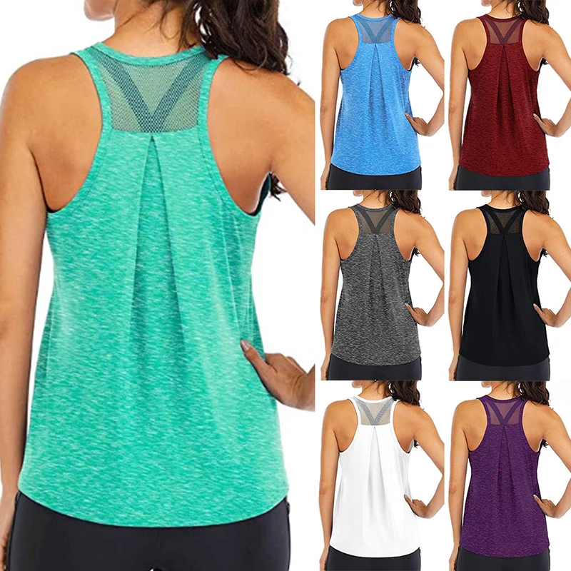 LOOZYKIT Yoga Vest Women Running Shirts Sleeveless Gym Tank Top Sportswear Quick Dry Breathable Workout Tank Top Fitness Clothes