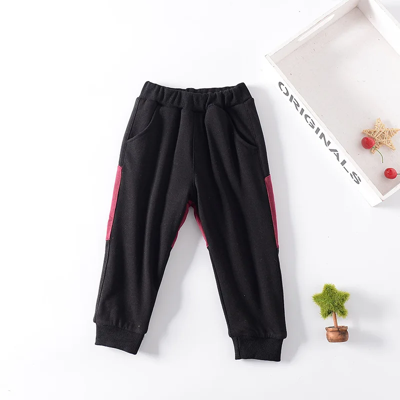 

2019 Autumn And Winter New Style plus Velvet Men And Women CHILDREN'S Trousers Rear Plate Joint Large Pocket Thick Casual CHILDR