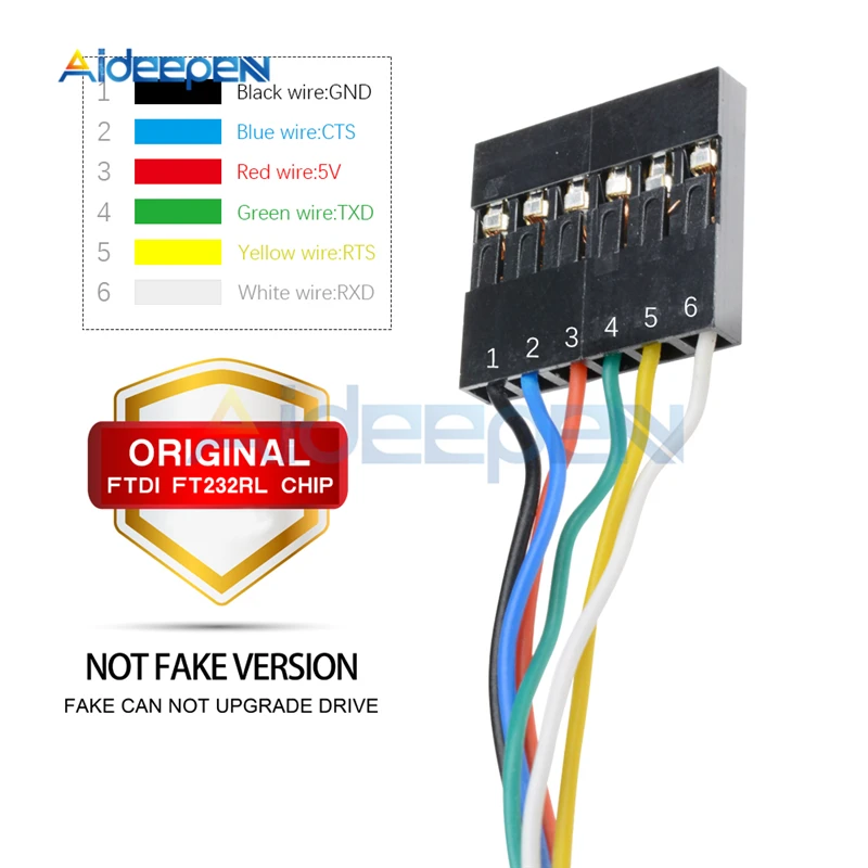6Pin FTDI FT232RL FT232 USB к ttl RS232 последовательный провод адаптер модуль 1 м кабель для загрузки для Arduino AVR ARM Raspberry Pi