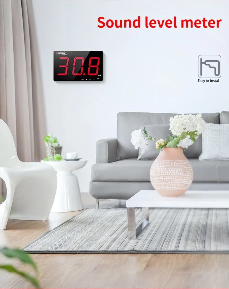 Sndway цифровой измеритель уровня звука, зарядка через usb, большой ЖК-дисплей, устройство для измерения уровня шума в помещении/офисе/отеле, измеритель шума 30~ 130 дБ