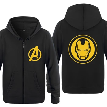 

Avengers Logo Hoodies Men 2018 Men's Fleece Zipper Cardigans Hooded Sweatshirts