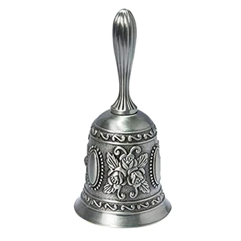 

Hand Bell, Metal Tone Ring Alarm Hand Hold Service Call Bell Desktop Bell Tea Dinner Bell Game Bell, Christmas Bell Silver