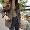 Office Lady women blazers and jackets plus size plaid blazer korean coat women winter clothes Notched Single Breasted outerwear ► Photo 2/6