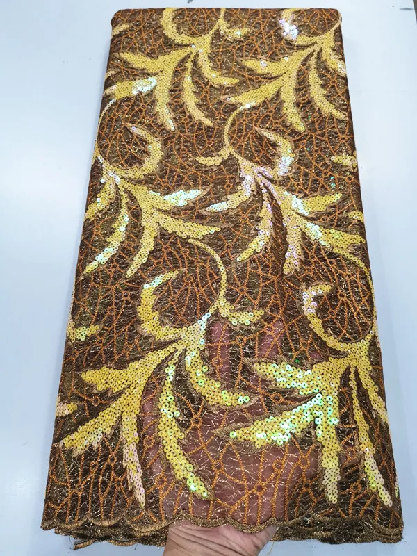 Высокое качество нигерийские золотые кружева последовательная кружевная ткань органза кружево в швейцарской блестящей ткани вечернее платье 5 ярдов/партия