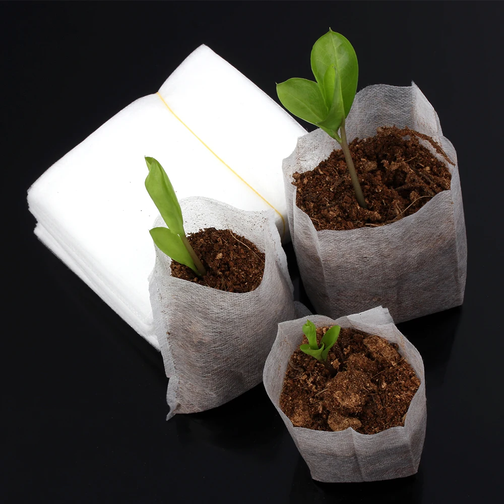 

50/100PCS/set Plant Grow Bags Biodegradable Non-woven Fabric Nursery Bags Seedlings Lift Bags Eco-Friendly Aeration Planting Bag