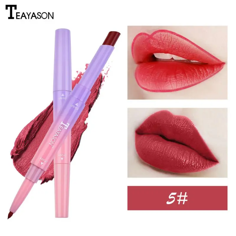 Wholesale Double-end Long-lasting Lipstick Liner Waterproof Non-stick Cup Moisturizing Rotating Lip Liner