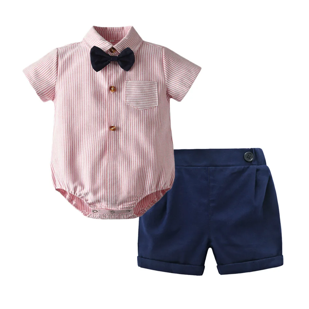 

TEM Doger Summer Hot Selling Set Short Sleeve Sheath Tops Bow Shorts Two-Piece Set Childrenswear Hot Batch