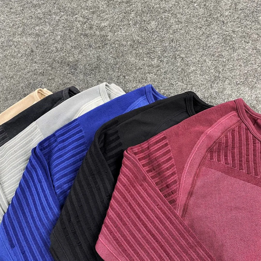 2021 Sexy hollowed-out sweatshirt Seamless cut blouse long-sleeved Fitness Yoga shirt Gymnasium exercise shirt exercise shirt white pants
