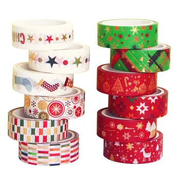 

12 Rolls/Set Christmas Washi Tape Paper Festival DIY Scrapbooking Adhesive Masking Tape Stationery Decorative Sticker