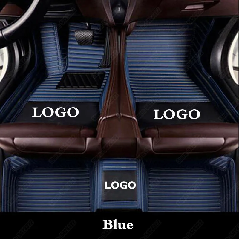 Кожаные автомобильные коврики для peugeot 407 4008 5008 2008 301 408 2008 207 3008 RCZ 307 Sw 607 308 206 508 автомобильный коврик ковер ков - Название цвета: Blue