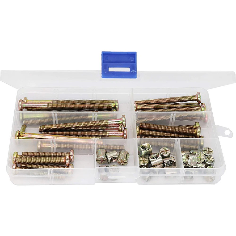 Crib Screw Replacement Kit 25 Sets M6x40mm/50mm/60mm/70mm/80mm Hex Drive Internal Screw Nut Chair Furniture Assortment Kit