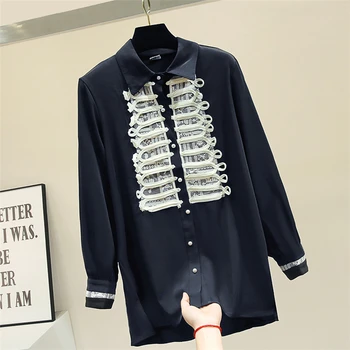 

Autumn Irregular Long Shirt Women New White Shirt Retro Palace Button Lantern Sleeve Blouse Blusas Lady Tops Nancylim 2019