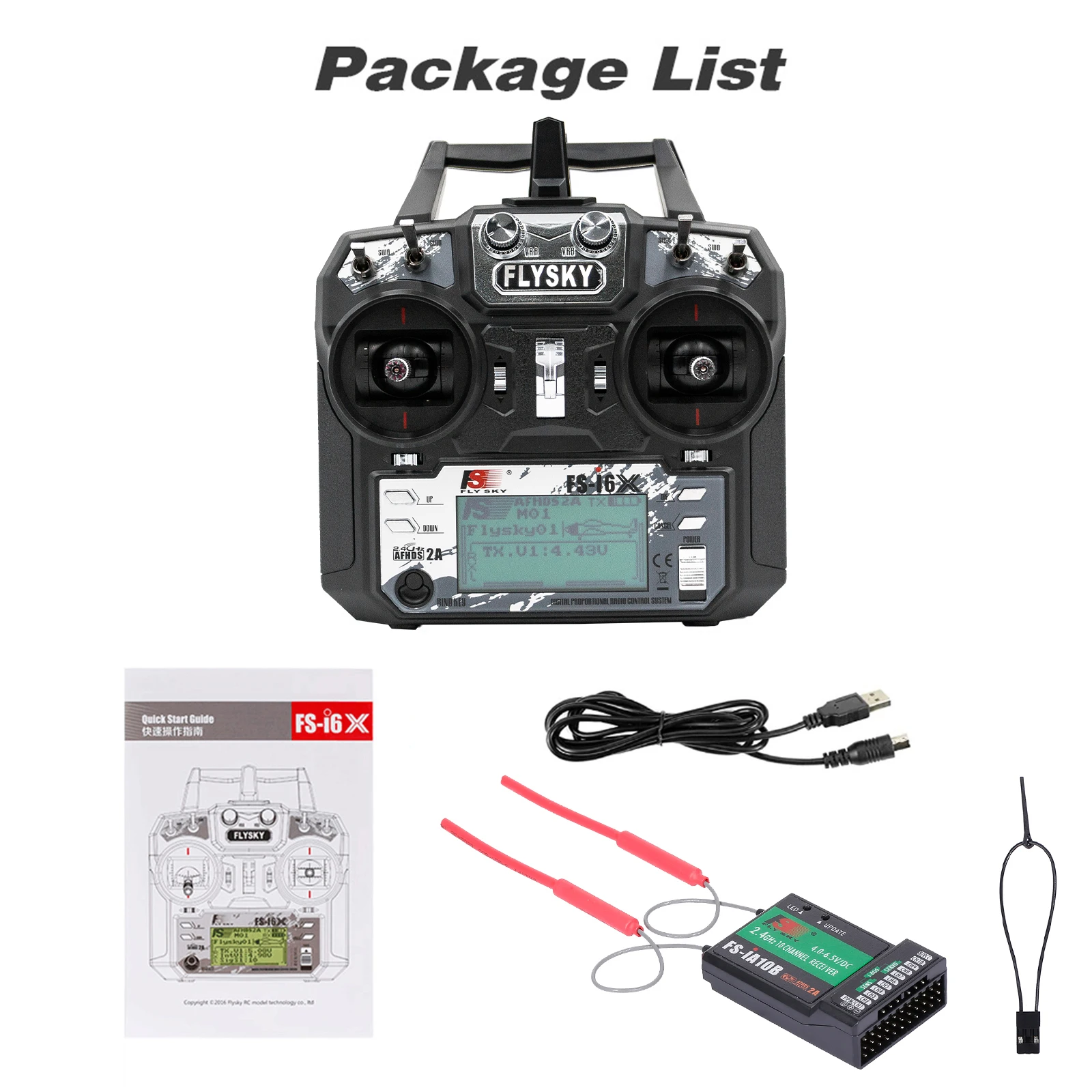 Flysky FS-i6X 2.4GHz 10CH AFHDS 2A RC Transmitter with FS-iA10B Receiver for RC Drone Airplane Helicopter
